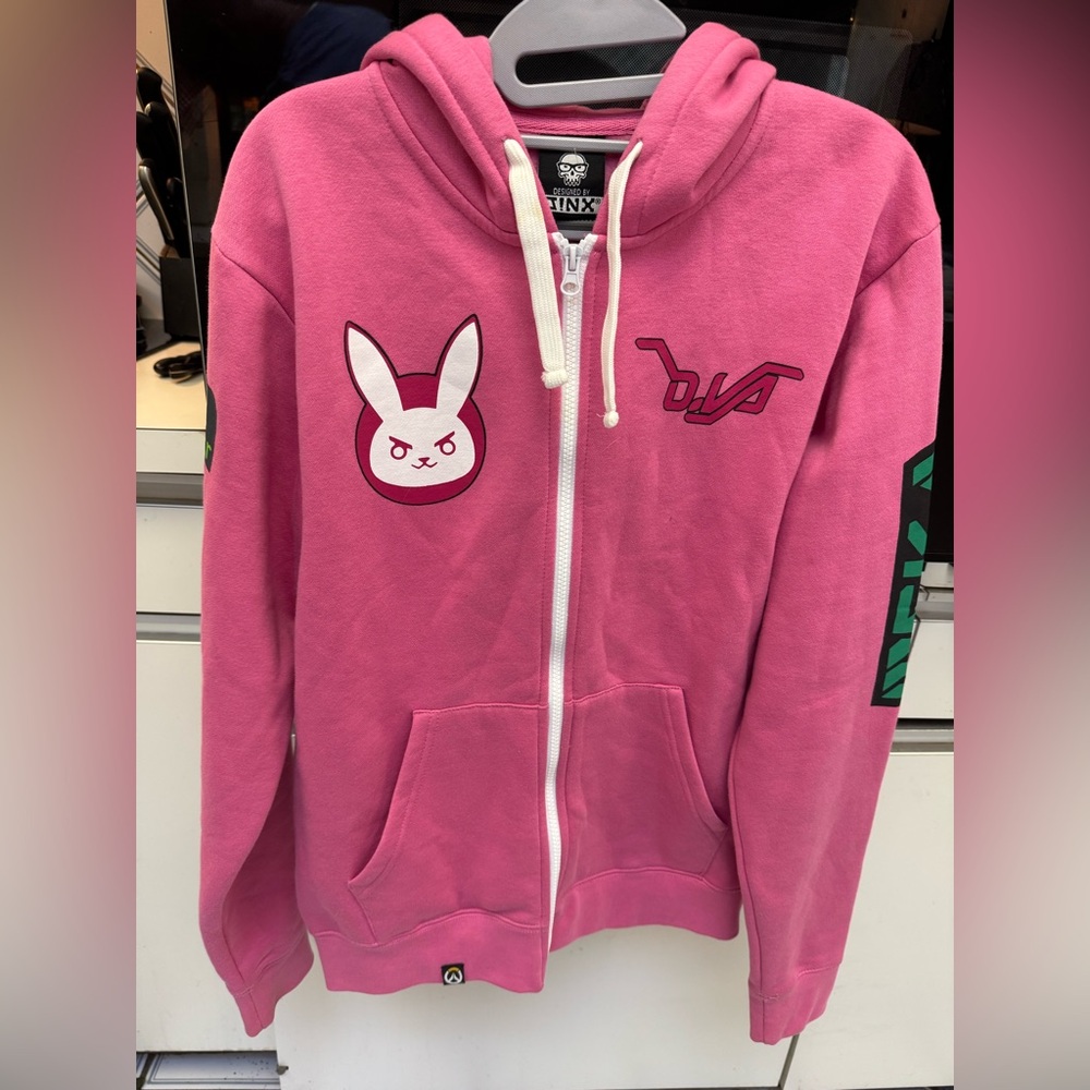 Jinx “Nerf This” pink hoodie mobile EXO force of the Korean army preowned sz M